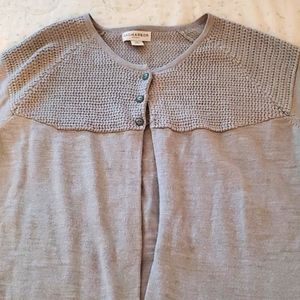 Sag Harbor, Size 3x, Light grey/silver metallic cardigan sweater